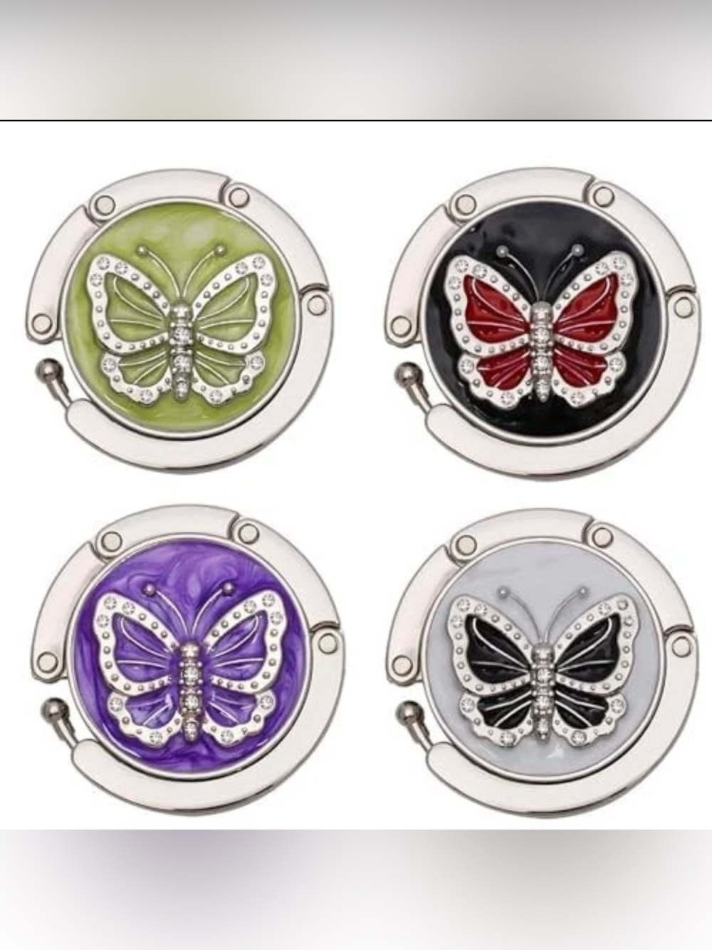 Fashion Butterfly Purse Hook - Choice of 1 (Green/Black/Purple/White) - NIP